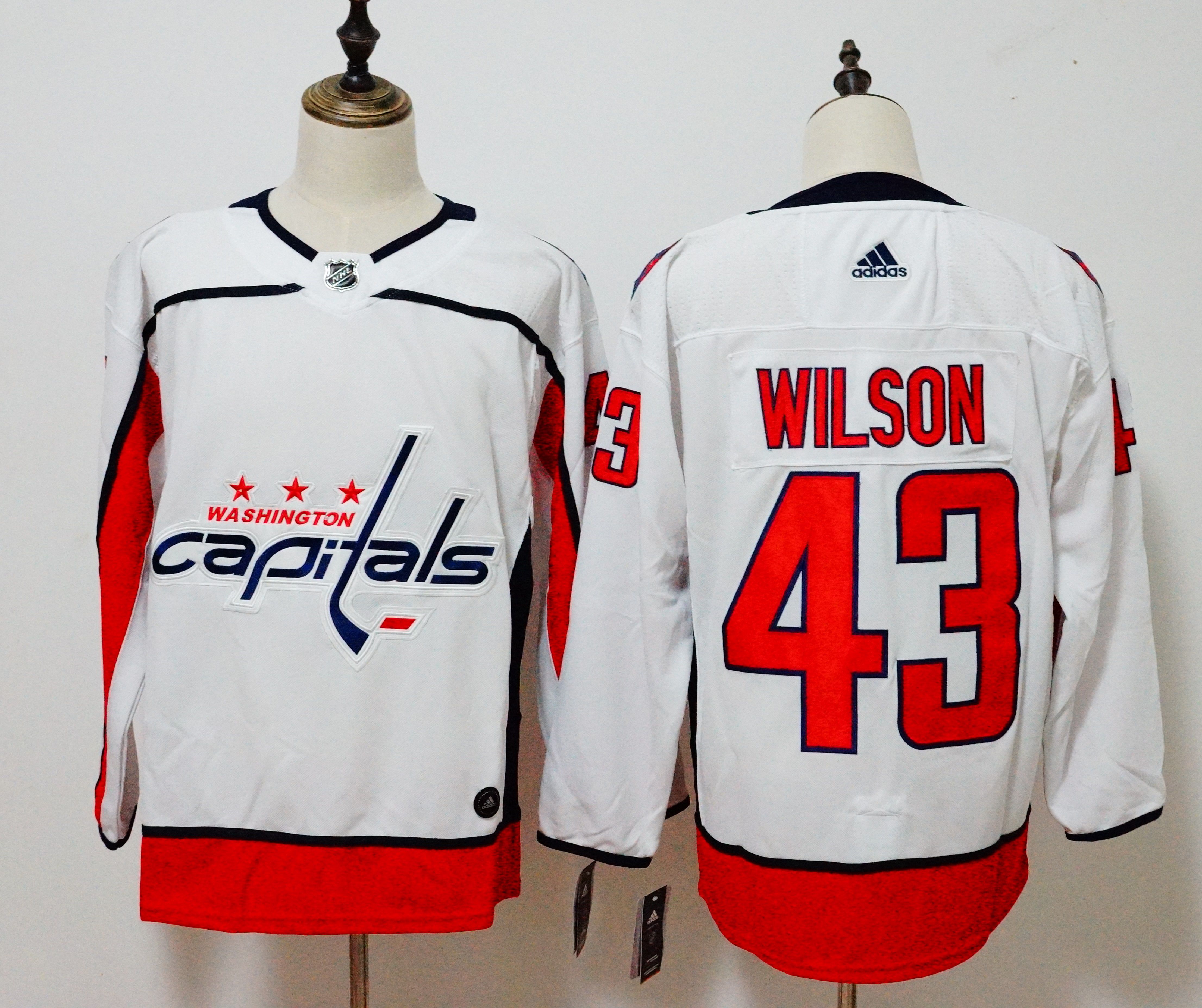 Men Washington Capitals 43 Wilson White Adidas Hockey Stitched NHL Jerseys